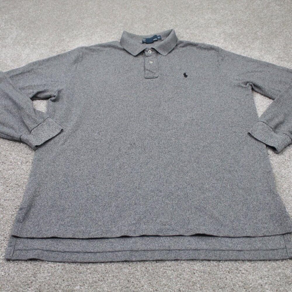 Polo Ralph Lauren Polo Shirt Adult XL Gray Long Sleeve Cotton Pullover - Picture 2 of 12